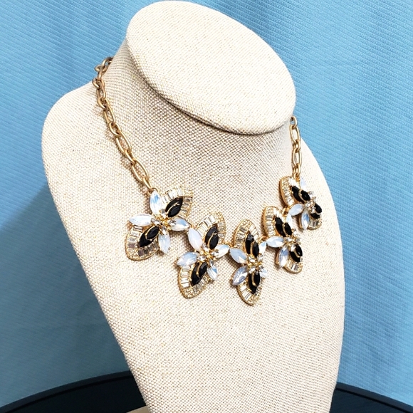 J. Crew Black and Opalescent Crystal Cluster Statement Necklace - Picture 6 of 10